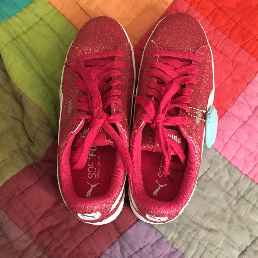 Puma vikky glitz fuschia kids 5.5